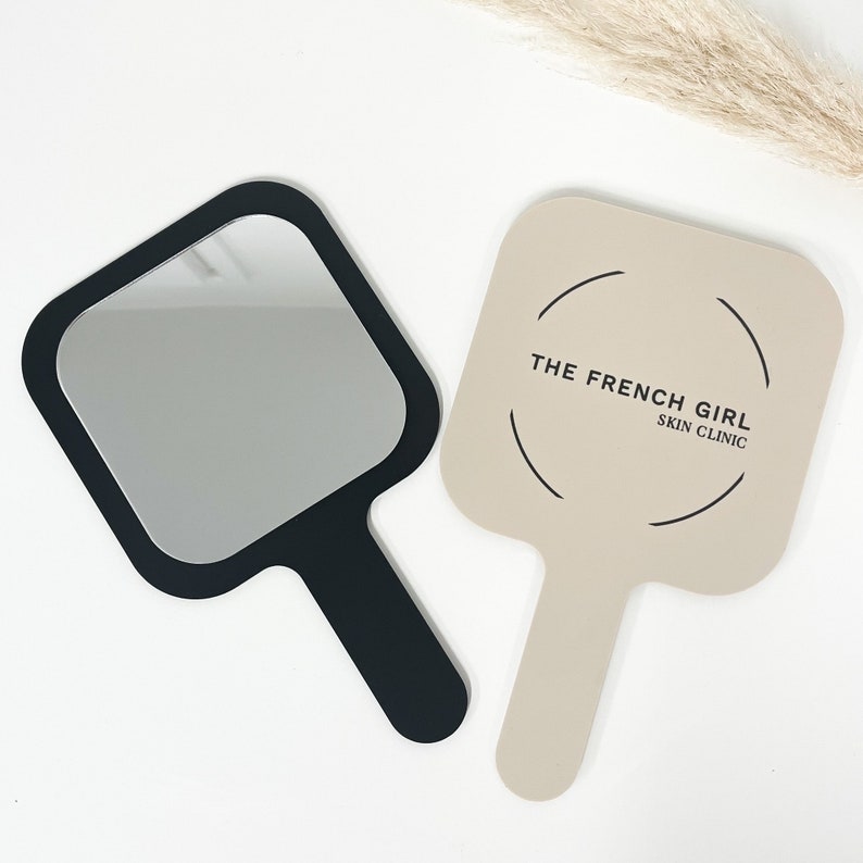 Handheld Branded Mirror, logo mirror, small business mirrors for salons, beauty professionals, make up artists, aesthetics mirror, barber image 1