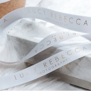 Business Branded Ribbon, Corporate Personalised Satin Ribbon, Luxury Business Name, Logo, Customised Florist Ribbons, Name Printed 15mm