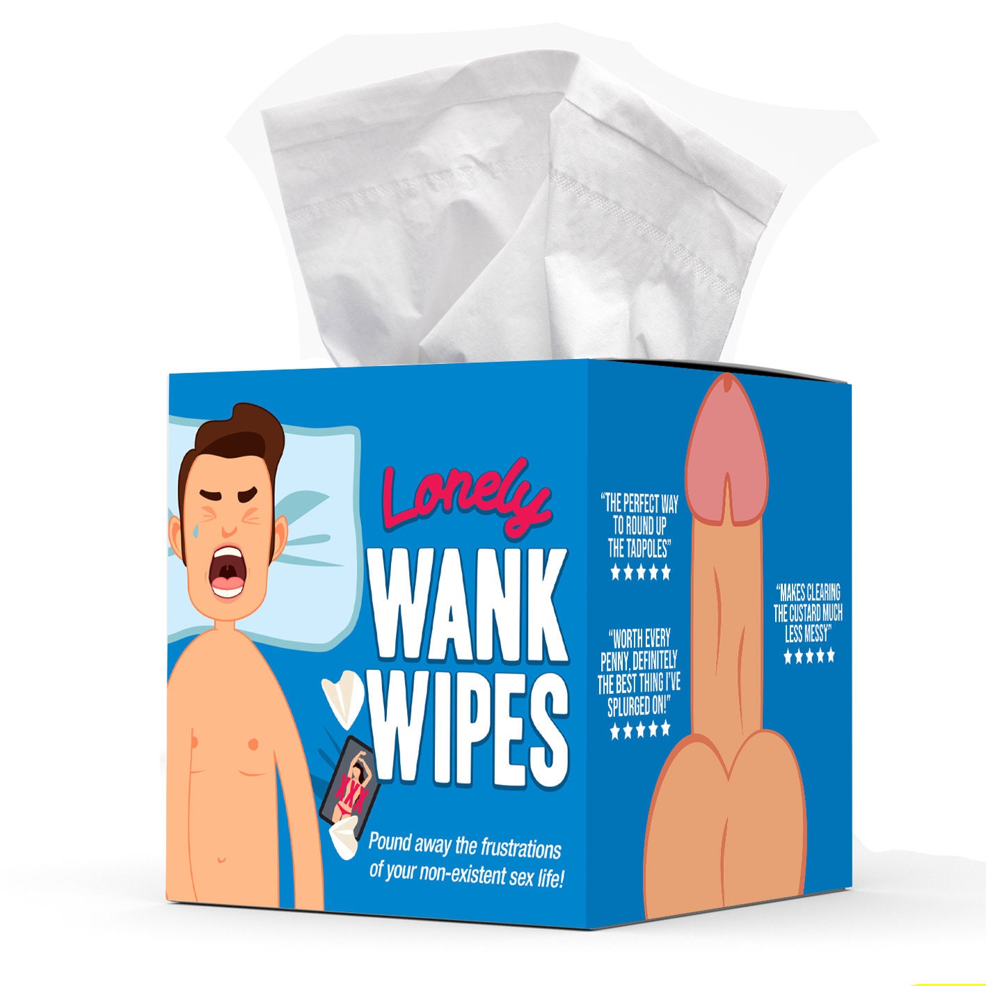 Lonely Wank Wipes Funny Mens Facial Tissues in Hilarious