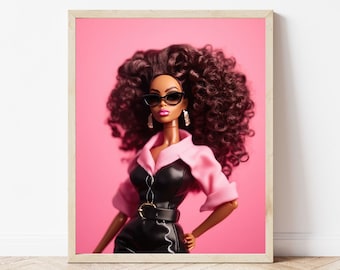 Arte de pared rosa caliente / Arte de la cultura pop / Arte de pared femenino / Arte de pared preppy