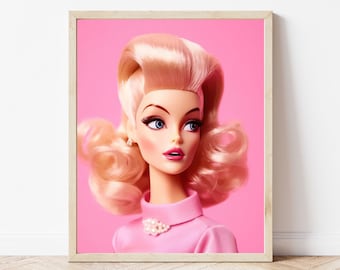 Stark rosa dekor | Flickig väggkonst | Preppy rumsinredning | Glamorös inredning | Barbiecore-inredning | Rosa studentrumsdekor