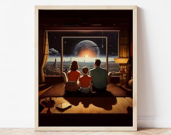 Retro Futurism Art - Pulp Art Digital Print | Retro Sci Fi Art | Trippy Wall Art | Surreal Wall Art