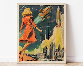 Retro Wall Art - Surreal Art Print | Trippy Art | Indie Room Decor | Retro Poster | Digital Download | Retro Futurism