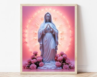 Jungfrau Maria Druck - Göttlich Weibliche Kunst | spirituelle Wandkunst | Girly Wandkunst | Spirituelles Dekor