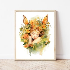 Fairy Wall Art - Fairy Nursery Decor | Digital Art Print | Flower Fairy | Fairy Room Decor | Fairy Artwork