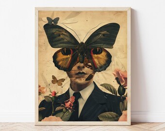Moth Print - Funky Art | Vintage Wall Decor | Fashion Print | Digital Download