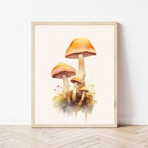 Watercolor Mushroom Print - Mushroom Nursery | Cottagecore Art | Mushroom Wall Art | Digital Download | Botanical Print