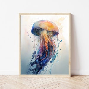 Jellyfish Print - Jellyfish Decor | Digital Download | Watercolor Print | Jellyfish Art | Ocean Decor