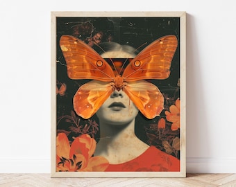 Moth Print - Funky Art | Vintage Wall Decor | Fashion Print | Digital Download