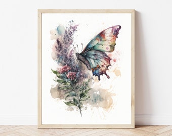 Watercolor Butterfly - Butterfly Print | Digital Download | Butterfly Wall Art | Butterfly Wall Decor | Floral Watercolor