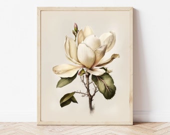 White Magnolia Digital Download - Magnolia Decor | Wildflower Print | Botanical Print | Magnolia Wall Art