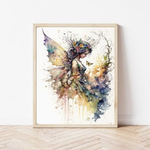 Fairy Print - Fairy Wall Art | Watercolor Print | Digital Download | Woodland Fairy | Fairy Painting