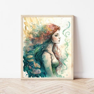 Mermaid Print - Mermaid Artwork | Mermaid Wall Decor | Digital Download | Watercolor Mermaid