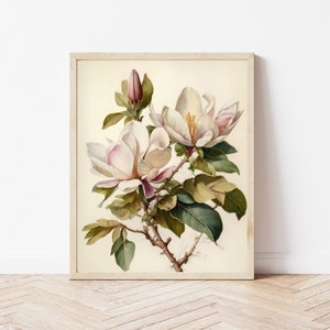 Magnolia Print Digital Download - Magnolia Wall Art | Magnolia Decor | Above Bed Art | Printable Art | Floral Print