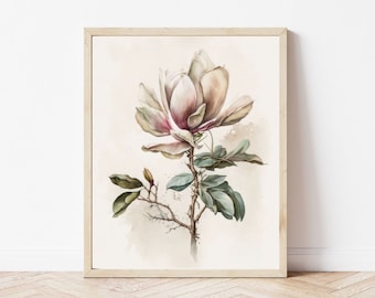 Magnolia Print Digital Download - Magnolia Decor | Wildflower Print | Magnolia Wall Art | Floral Wall Decor