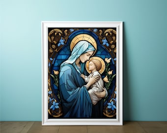 Modern Christian Art - Jesus Art | Mother Mary Prints | Virgin Mary | Modern Catholic Art | Christian Wall Art