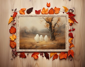 Ghost Painting Digital Download - Cute Ghost | Cute Halloween Decor | Sheet Ghost Wall Art | Ghost Print