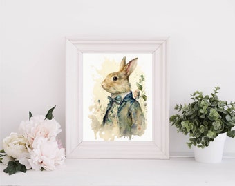 Peter Rabbit Print - Peter Rabbit Art | Digital Download | Watercolor Print | Peter Rabbit Nursery