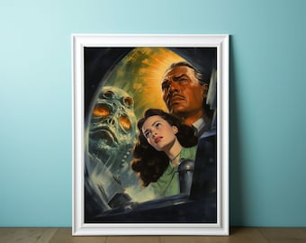 Pulp Art Digital Download - Retro Futurism Art | Retro Sci Fi Art | Trippy Wall Art | Surreal Wall Art