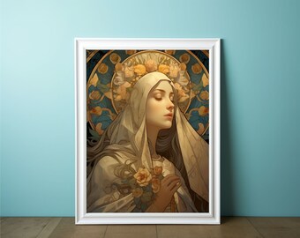 Modern Christian Art - Mother Mary Prints | Virgin Mary | Modern Catholic Art | Christian Wall Art