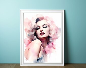 Marilyn Monroe Print - Digital Download | Makeup Room Decor | Feminine Wall Art | Floral Print