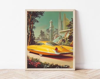 Retro Wall Art - Retro Futurism Art | Surreal Art Print | Trippy Art | Indie Room Decor | Retro Poster | Digital Download | Space Art