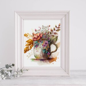 Coffee Cup Wall Art - Coffee Bar Decor | Printable Art | Coffee Bar Art | Teacup Wall Art