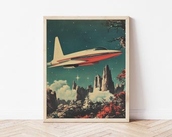 Retro Wall Art - Retro Futurism Art | Surreal Art Print | Trippy Art | Indie Room Decor | Retro Poster | Digital Download | Space Art