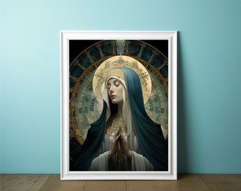 Modern Christian Art - Mother Mary Prints | Virgin Mary | Modern Catholic Art | Christian Wall Art