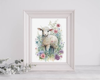 Baby Lamb Digital Download - Easter Lamb | Watercolor Art | Baby Animal | Lamb Decor