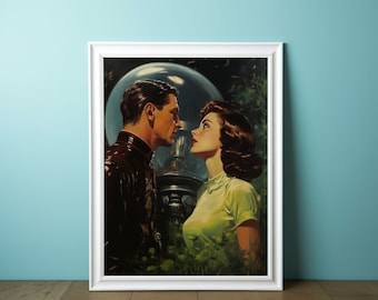 Pulp Art Digital Download - Retro Futurism Art | Retro Sci Fi Art | Trippy Wall Art | Surreal Wall Art