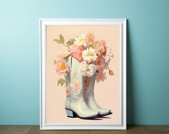 Cowgirl Boots Art Print  - Cowgirl Aesthetic | Girly Wall Art | Cowgirl Decor | Western Wall Art | Printable Wall Art