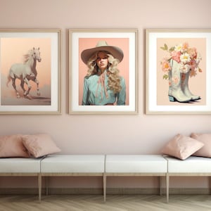 Cowgirl Art Print Set of 3 - Cowgirl Aesthetic | Girly Wall Art | Cowgirl Decor | Western Wall Art | Printable Wall Art