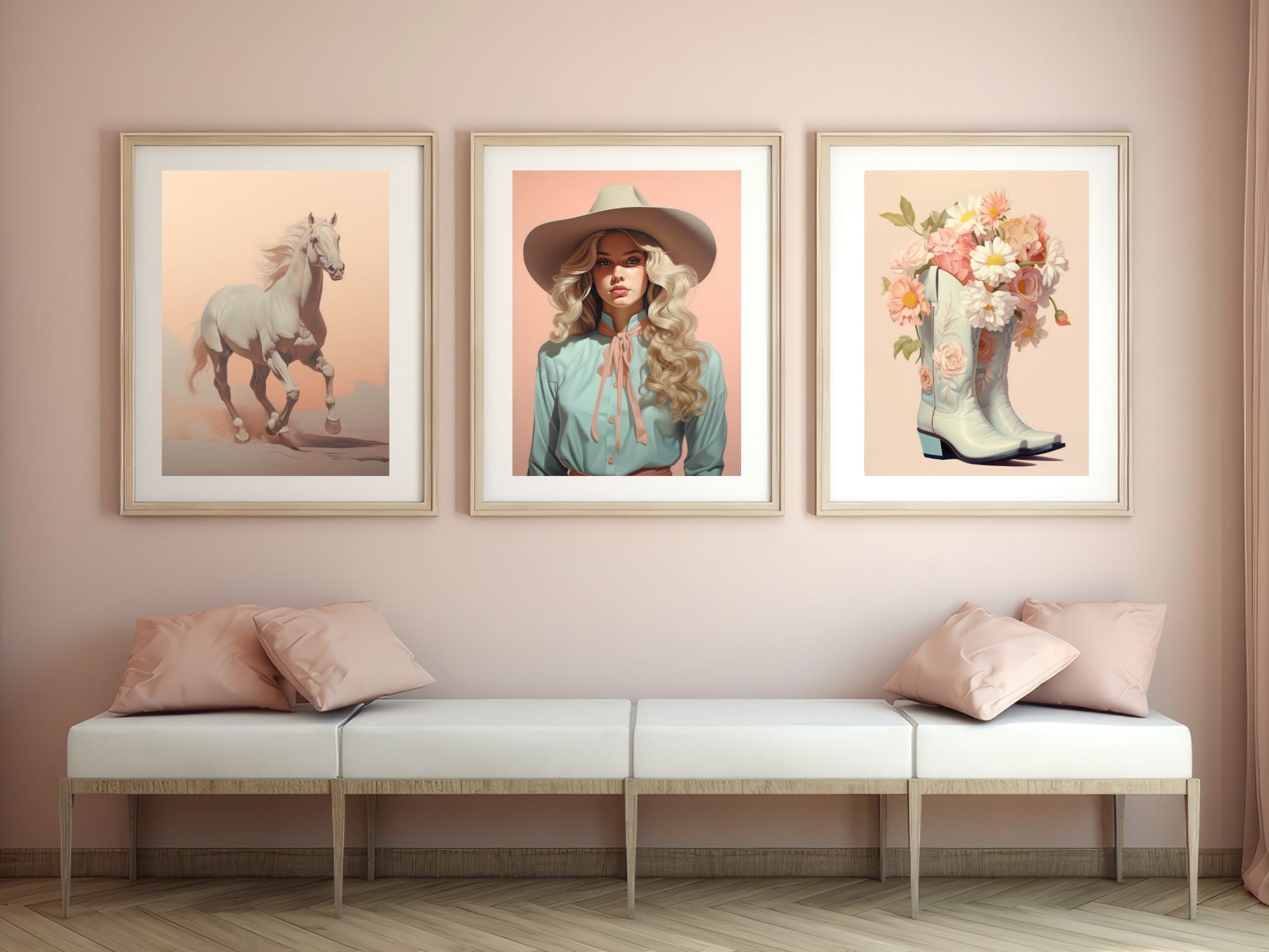 Cowgirl Art Print Set of 3 - Cowgirl Aesthetic | Girly Wall Art ...
