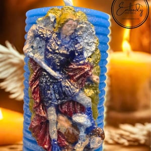 Archangel Michael - Guardian Angel Altar Candle - Hand Painted