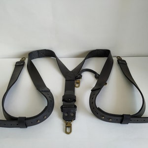 Leather Suspenders, Handmade Leather Suspender, Black Suspenders, Mens Suspenders, Wedding Suspenders, Teen Suspenders, Suspenders for Men,