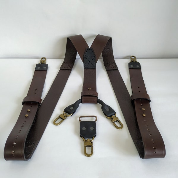 Leather Suspenders, Handmade Leather Suspender, Brown Suspenders, Mens Suspenders, Wedding Suspenders, Groomsmen gift, Suspenders for Men,