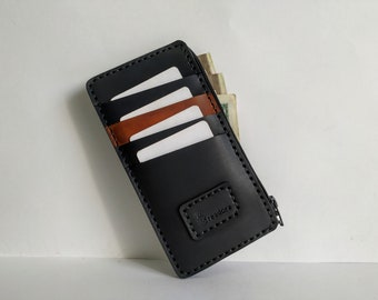 Cartera de cuero larga hecha a mano, portatarjetas hecha a mano, billetera personalizada, billetera delgada, soporte de tarjeta de cuero, billetera de cuero personalizada