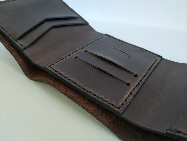 Handmade Leather Wallet, Minimalist Wallet, Genuine Leather, Personalized Leather Wallet, Engraved Leather Wallet, Bifold Leather Wallet image 8