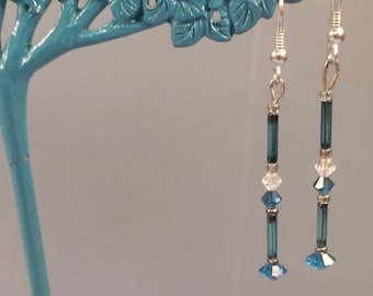 Sapphire & White Crystal Earrings