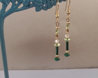 Emerald Green Crystal Earrings 1