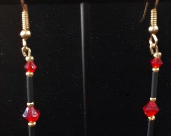 Red and Black Crystal Earrings