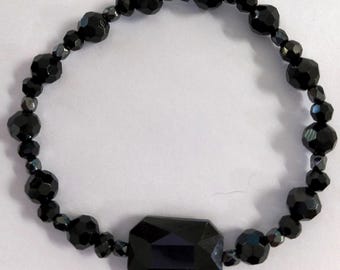 7" Black Bracelet with center piece