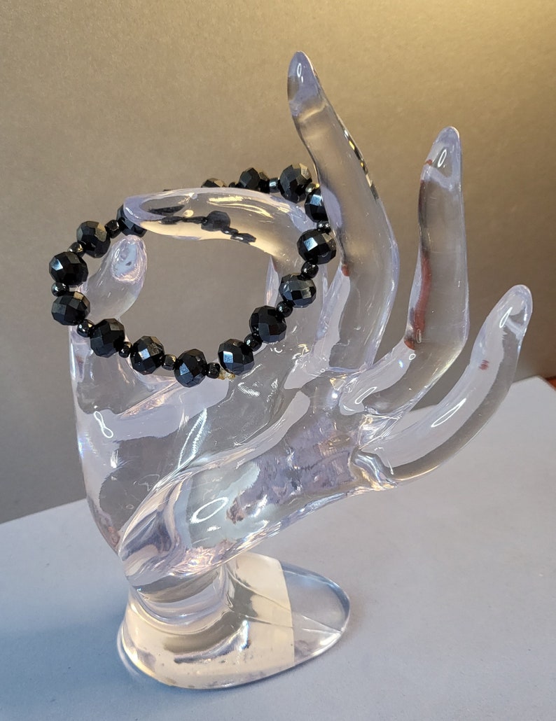 Black Cut Glass Beads image 1