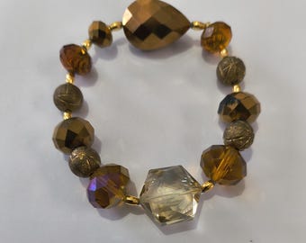 Bracelet Beaded bronze colored 7"