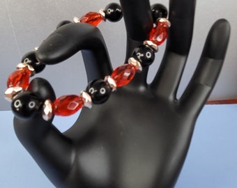 Black and Red Cut Glass Beads 2