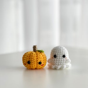 Amigurumi Pumpkin & Ghost Plushie - Thanksgiving/Halloween Cute Gift *INSTOCK - Ready to Ship