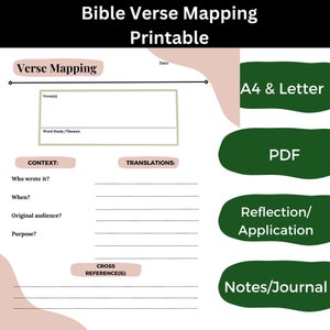 Mappatura dei versetti della Bibbia stampabile: perfetta per lo studio della Bibbia e il diario