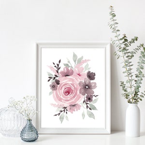 Printable Watercolor Floral Wall Art | Digital Wall Art Print | Home ...