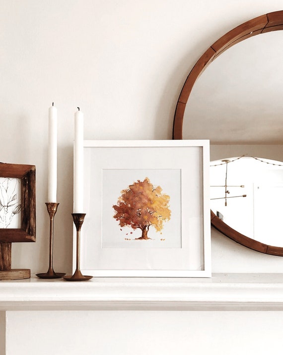 Fall Maple Tree, Falling Leaves Art Print, Autumn Leaves Wall Art, Fall Decor, Printable Fall Art, Printable Fall Tree Art, Digital Download